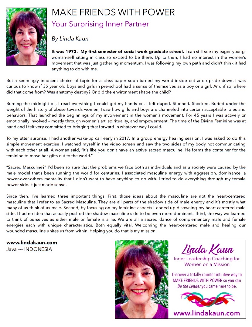 Luminous Wisdom: SOPHIA magazine article written by Linda Kaun, June 2019
